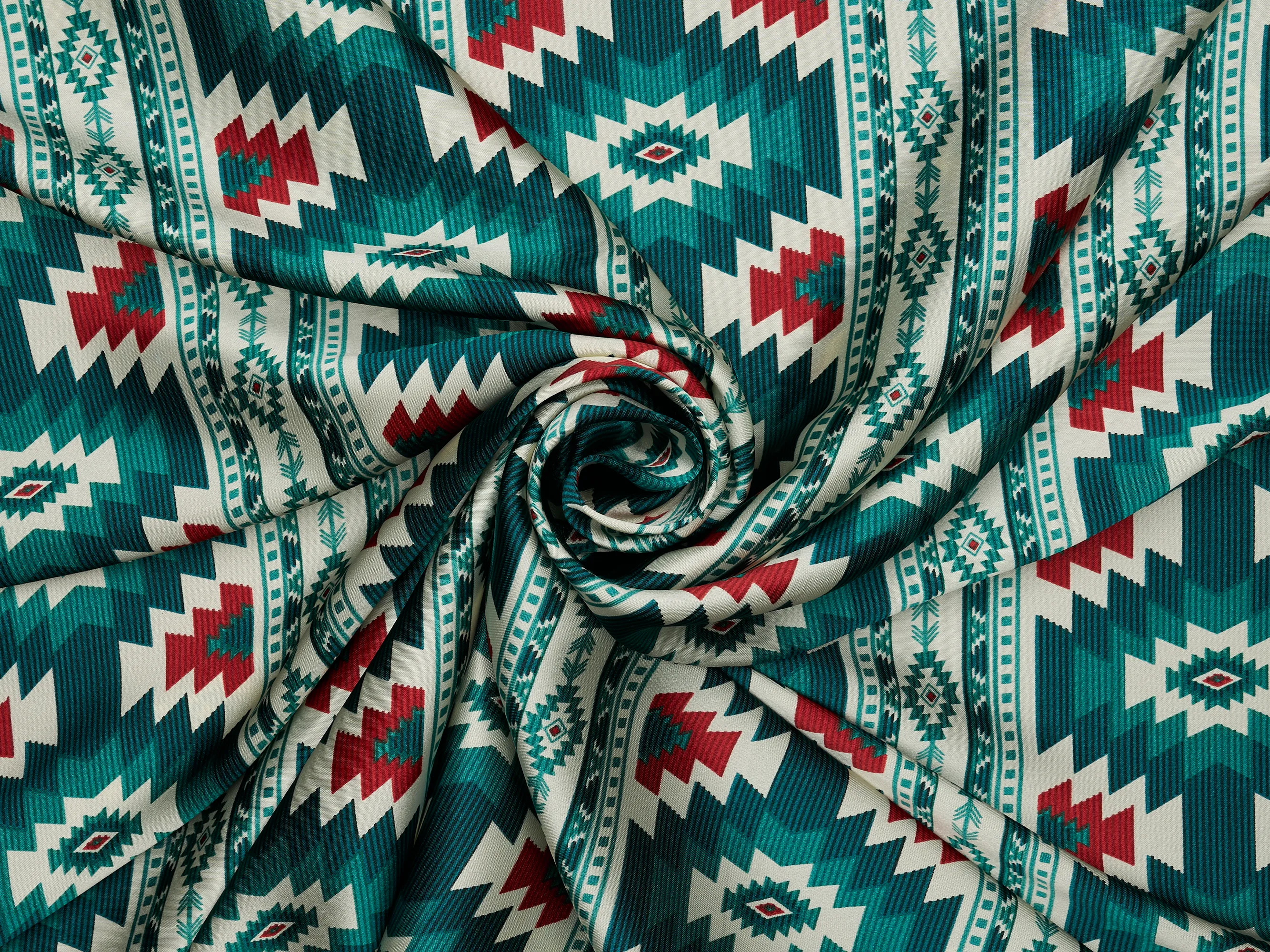 - Tikal - Tribal boho charmeuse satin fabric by the yard -MonSar exclusive print