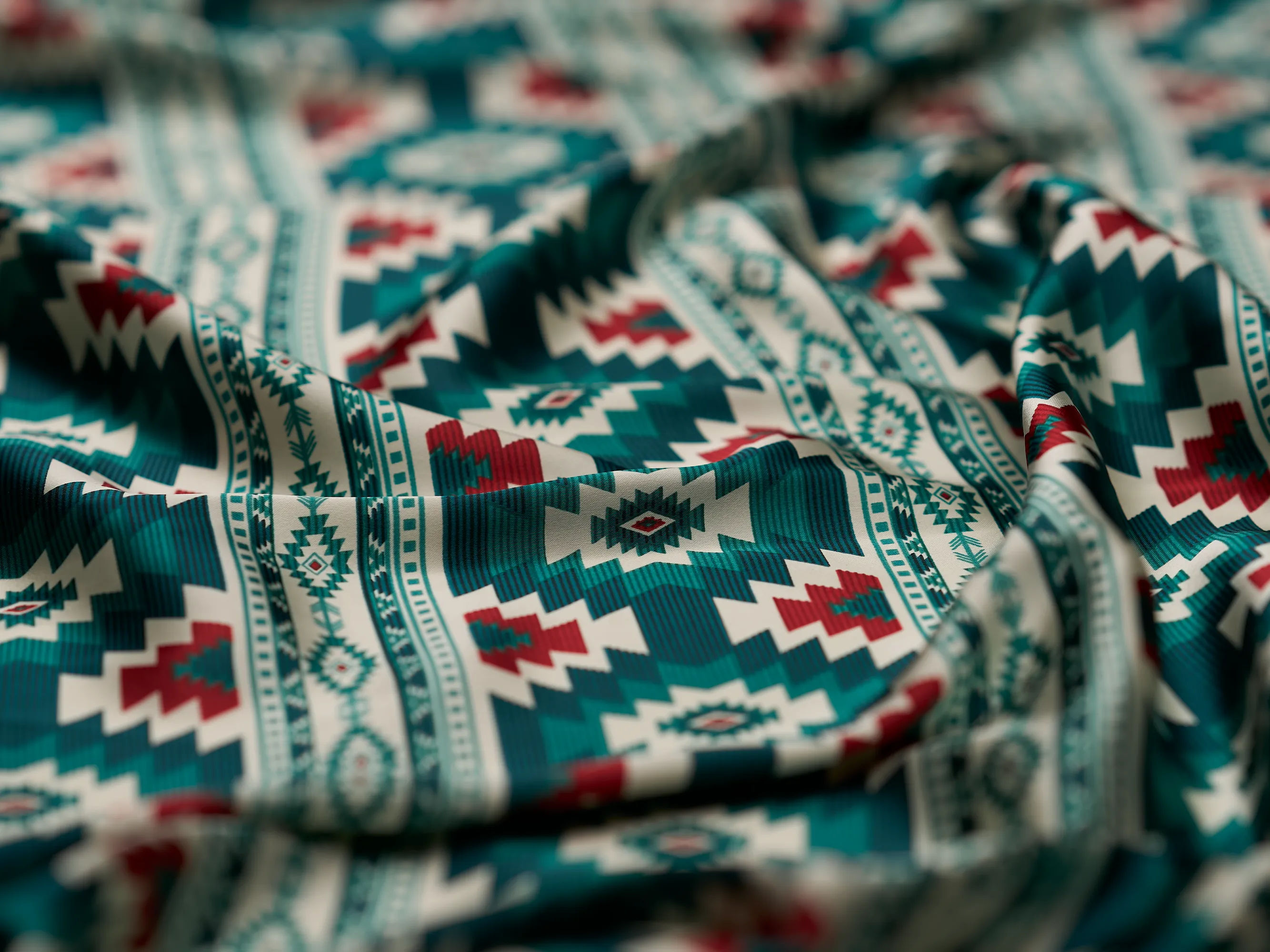 - Tikal - Tribal boho charmeuse satin fabric by the yard -MonSar exclusive print