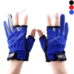 3 Low-cut Fingers Skidproof Fishing Gloves Anti Slip Fishing Rod Tackle Gloves Outdoor Sports