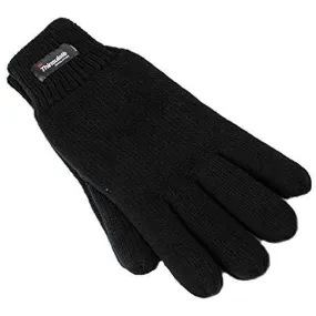 3M Thinsulate Womens Full Finger Knit Gloves Polar Fleece Thermal Insulation in Black
