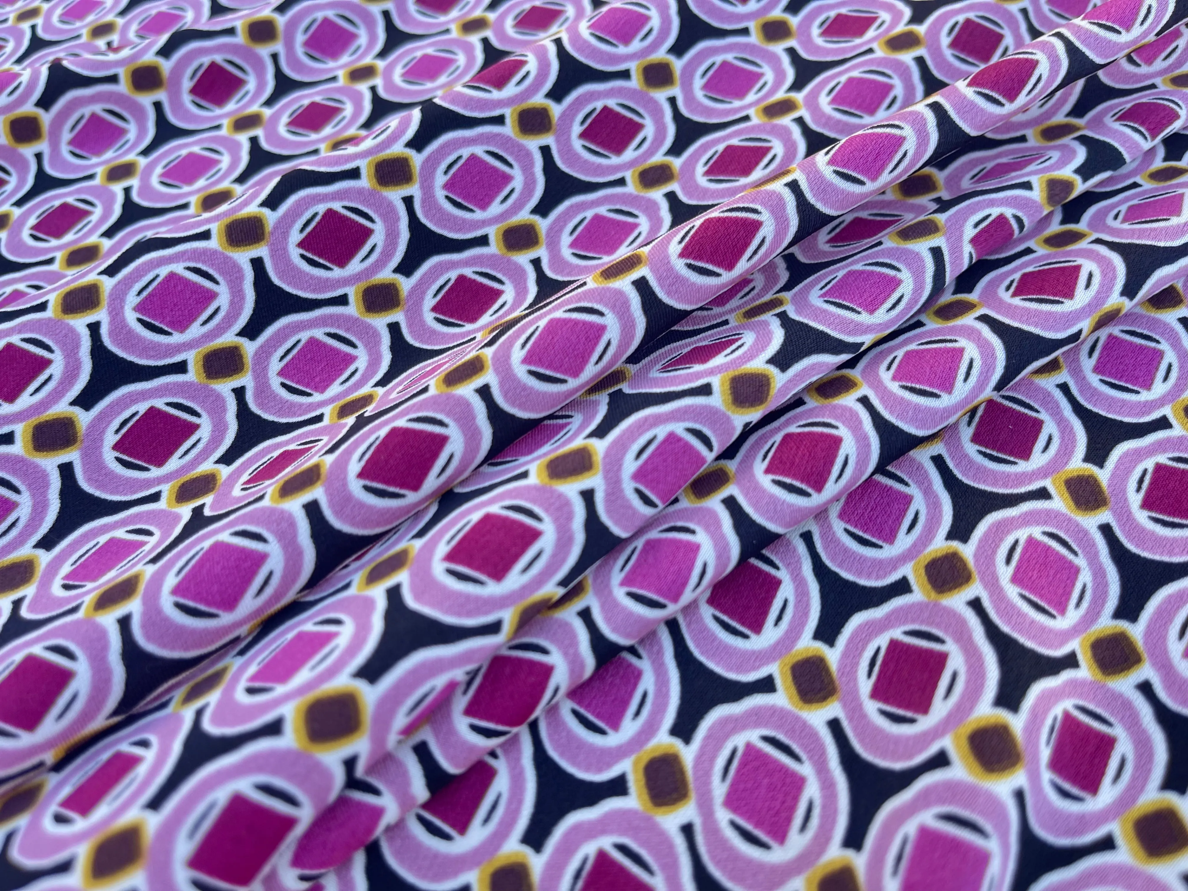 Brushed Satin fabric by the yard -  Squares  print