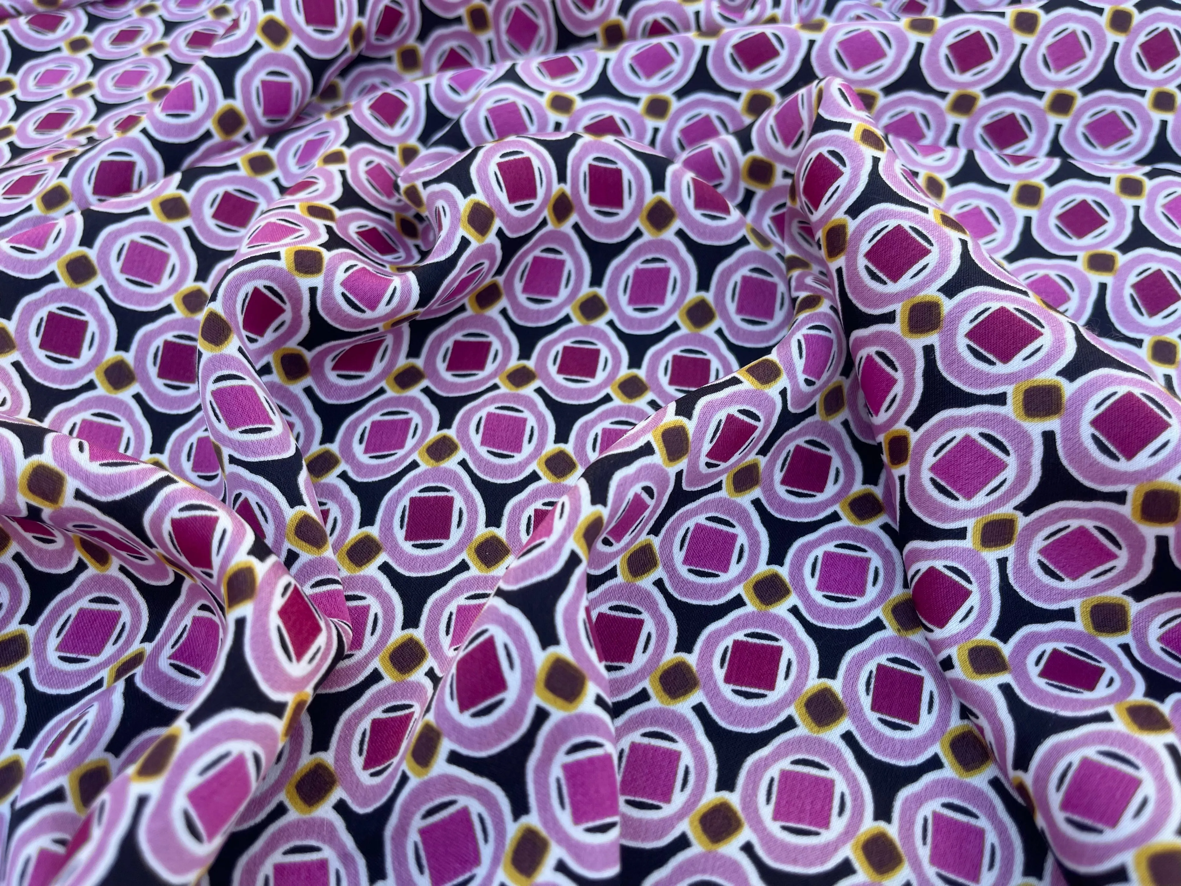 Brushed Satin fabric by the yard -  Squares  print