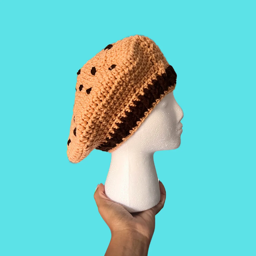Chocolate Chip Cookie Crochet Beret Hat