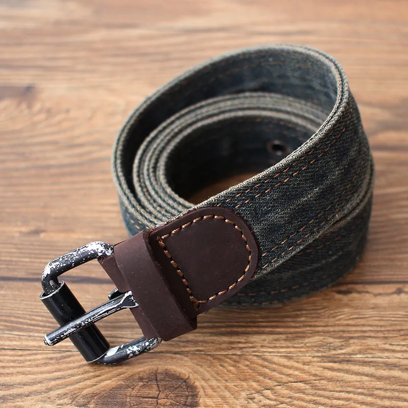 Cool Blue Denim Slim Belts Denim Blue Belt Vintage Denim Belt For Men Women