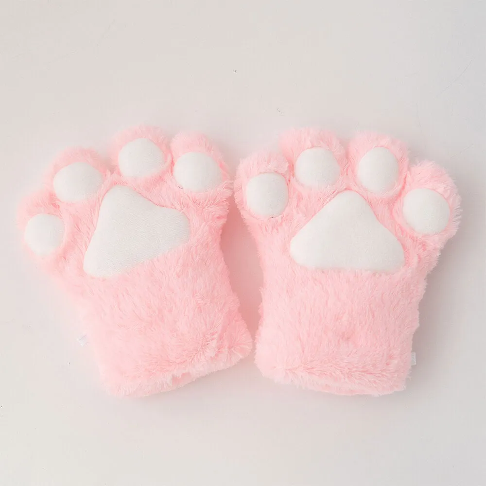 Fluffy Cat Paw Gloves Cosplay