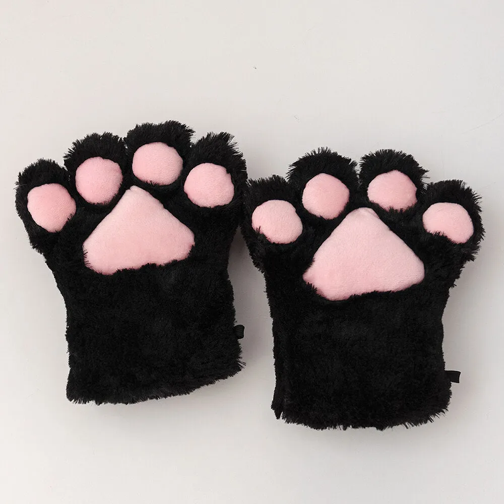 Fluffy Cat Paw Gloves Cosplay