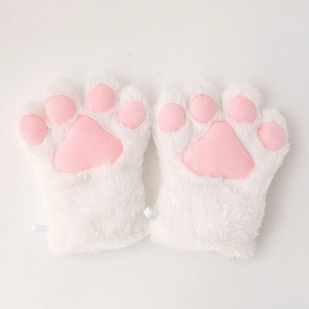 Fluffy Cat Paw Gloves Cosplay