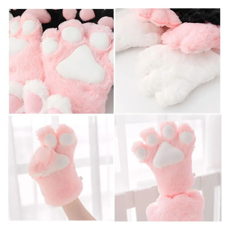 Fluffy Cat Paw Gloves Cosplay