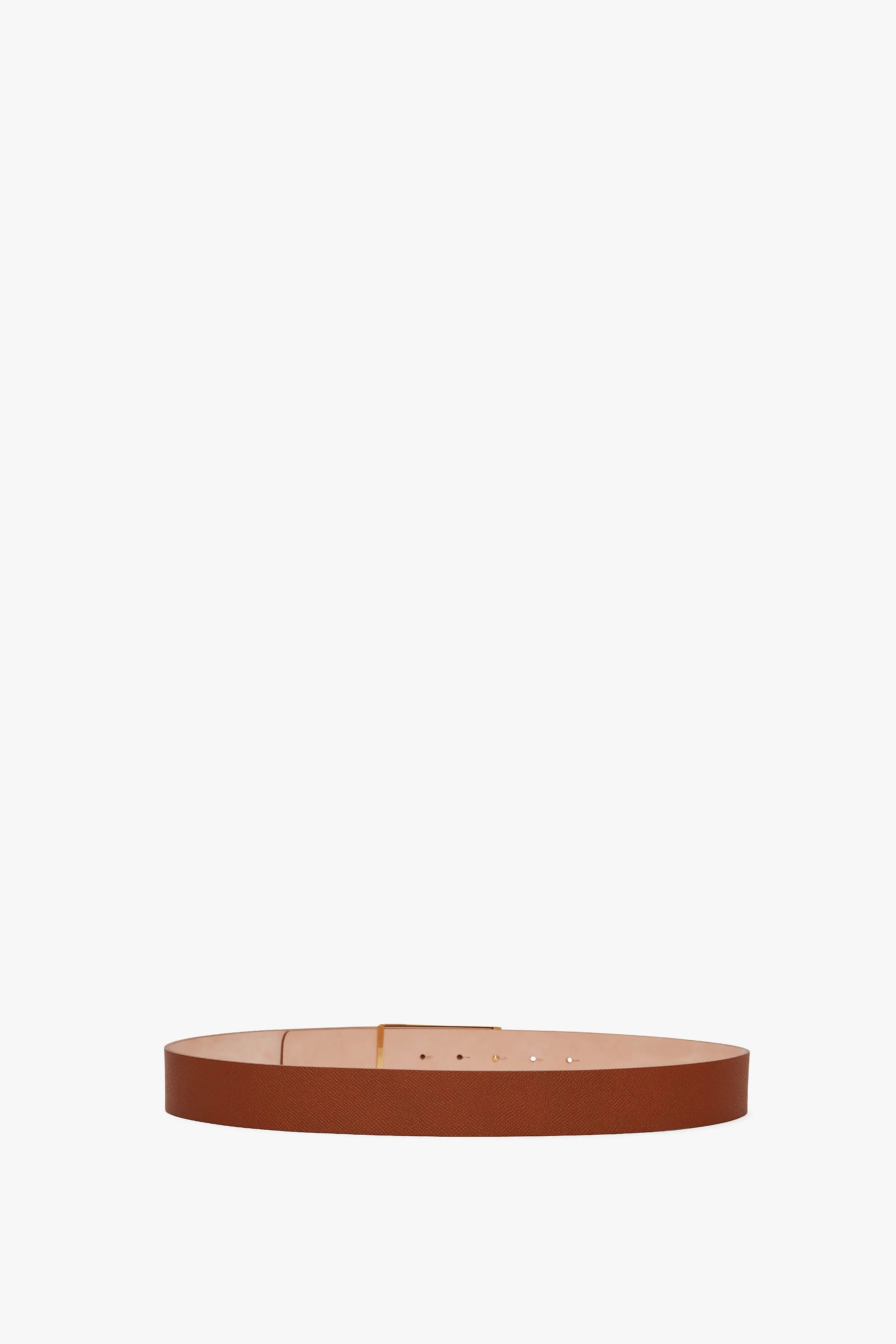 Jumbo Frame Belt In Tan Grained Leather