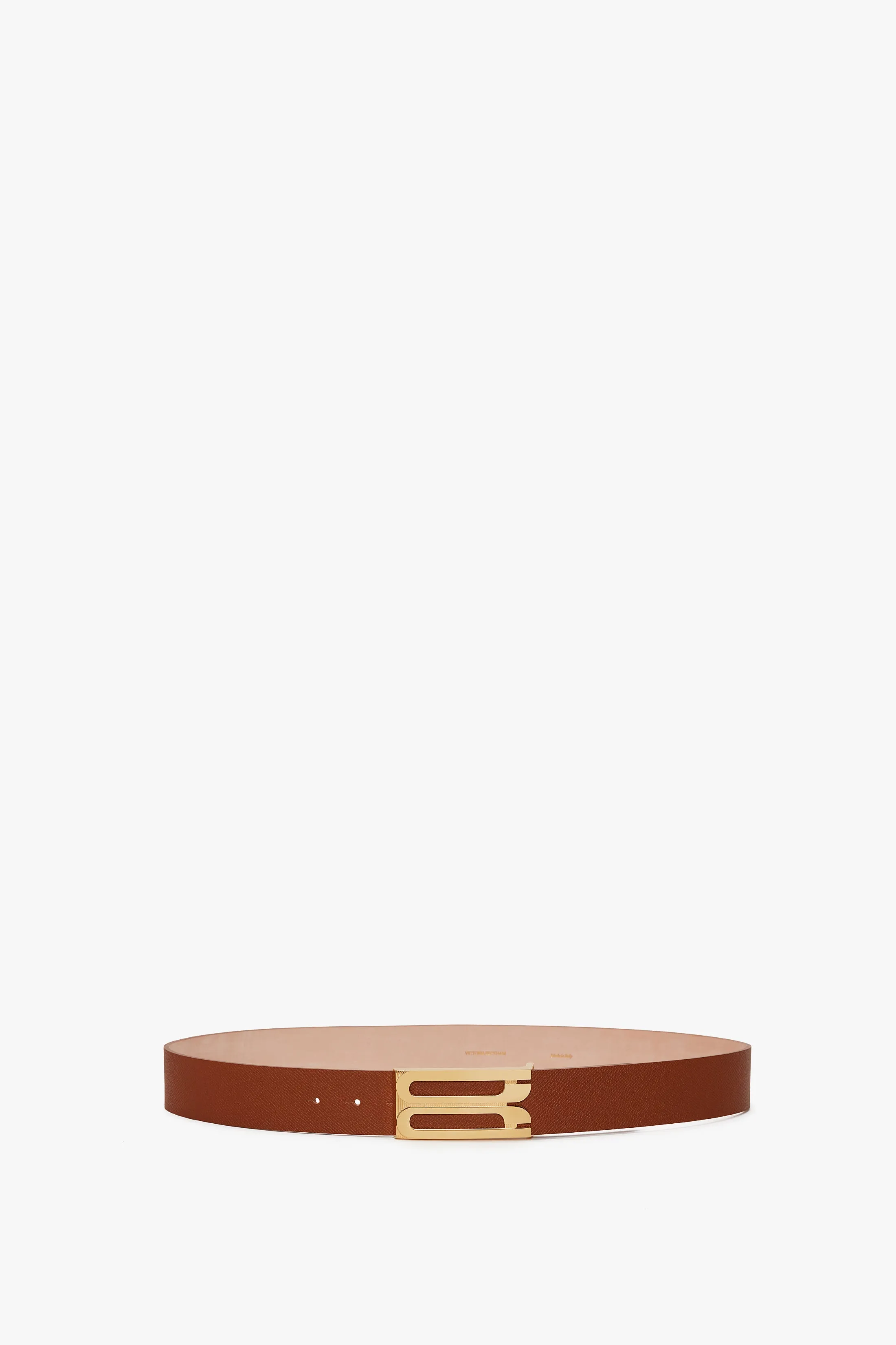 Jumbo Frame Belt In Tan Grained Leather