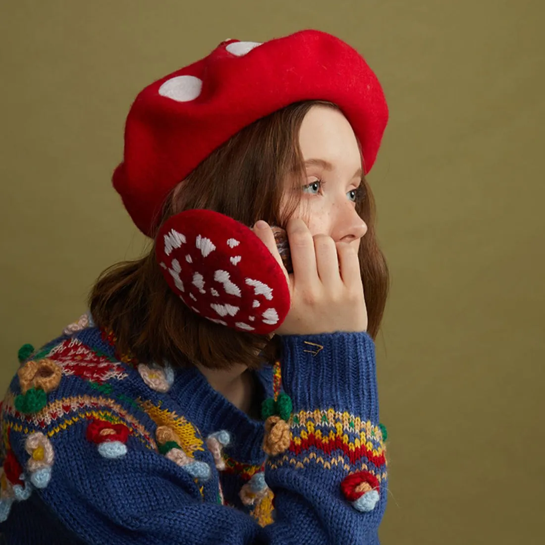 Kawaii Mushroom Handmade Beret