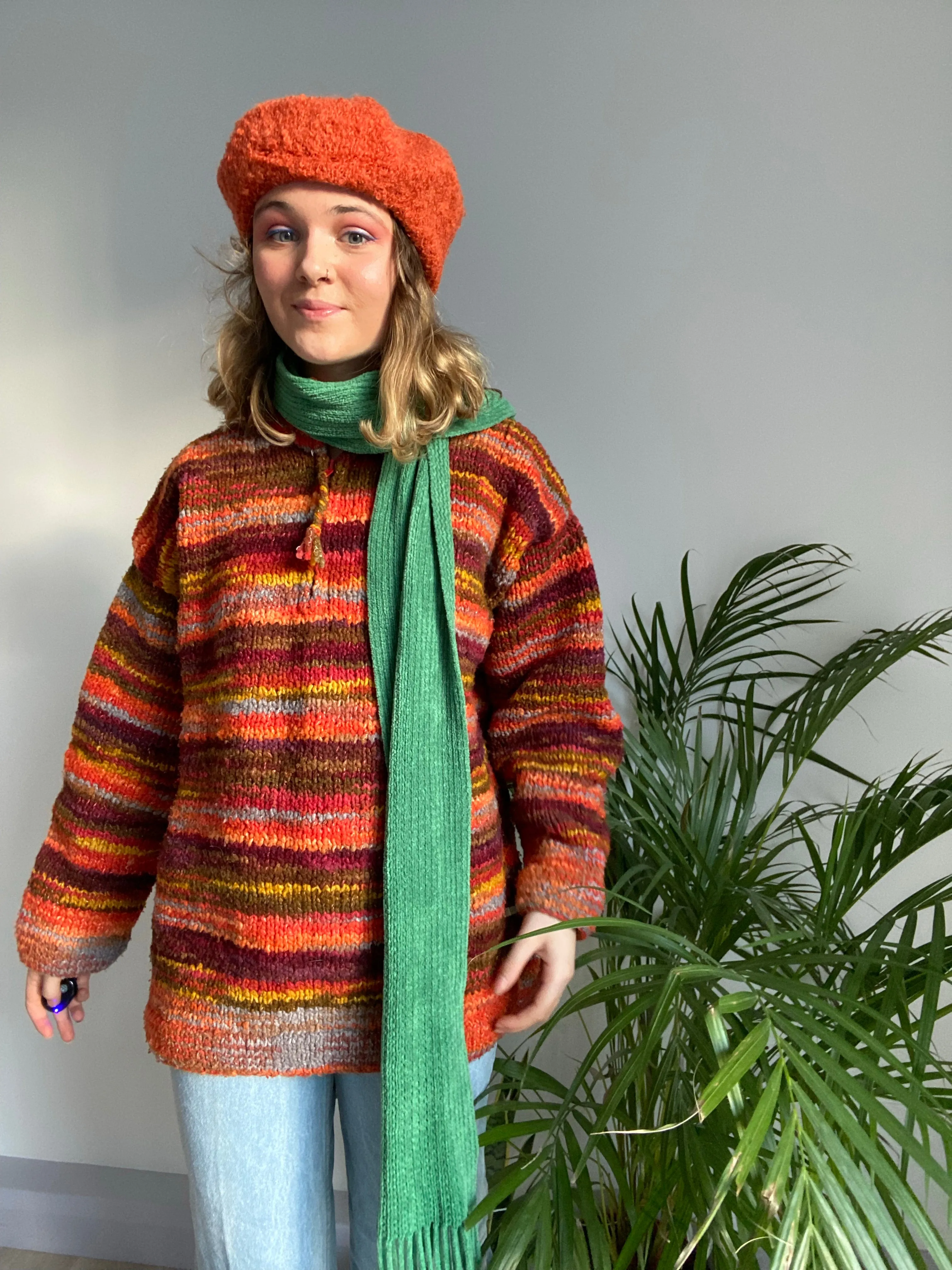 Orange Fluffy Beret