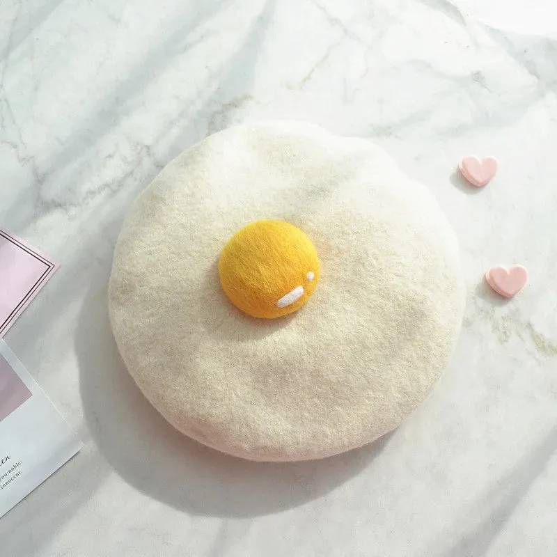 Poached Egg Cute Beret