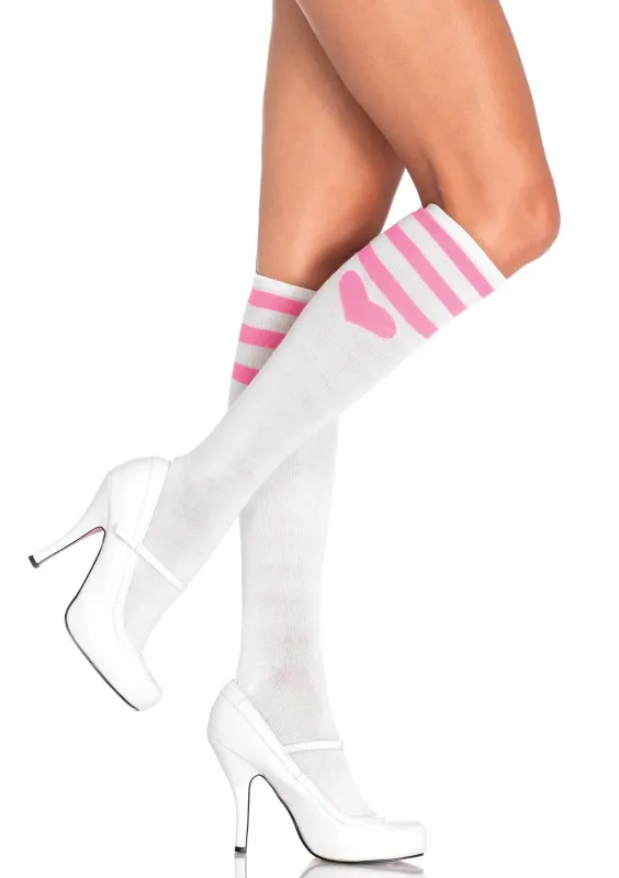 Sweetheart Athletic Stripe Knee High Socks (Women's)