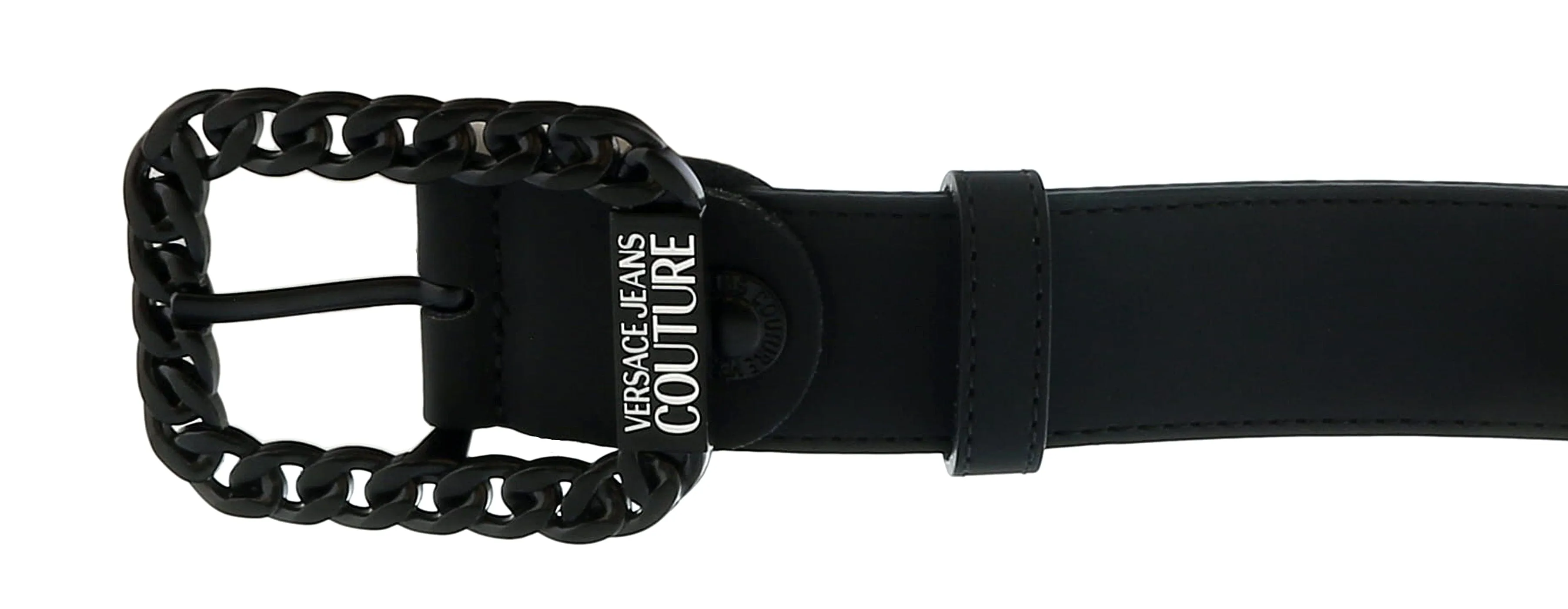 Versace Jeans Couture Black Signature Chain Link Buckle Adjustable  Belt-