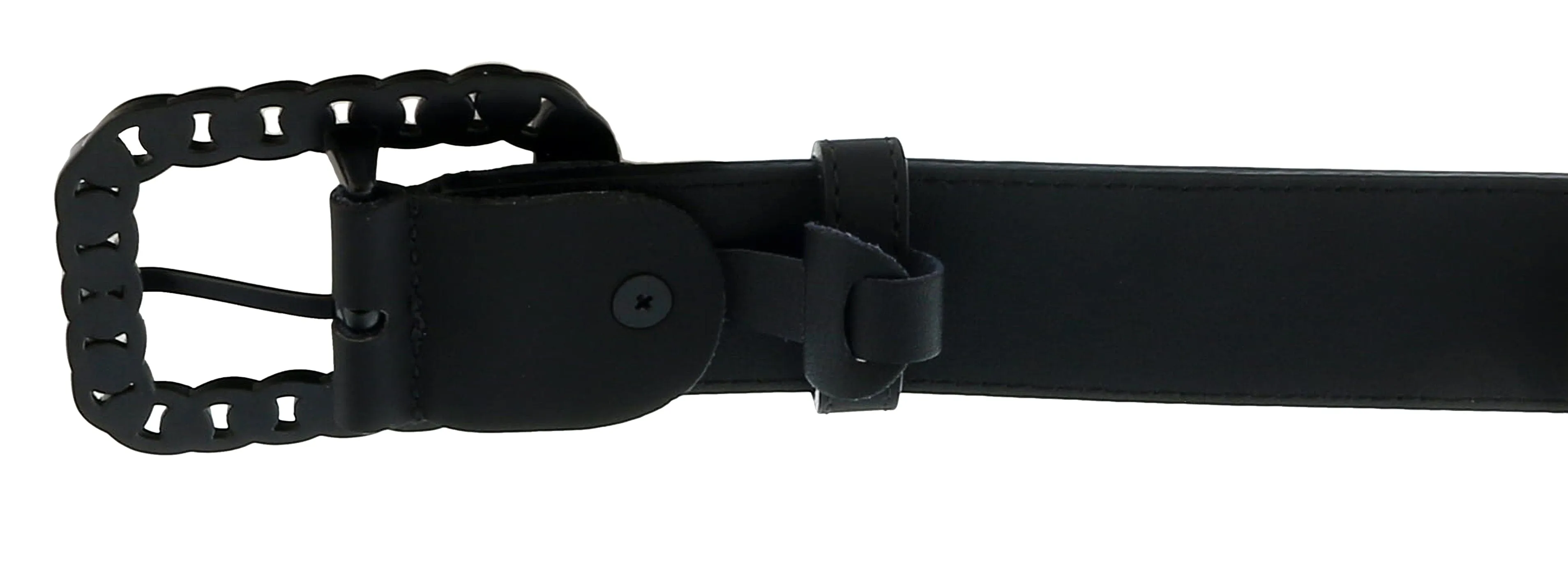 Versace Jeans Couture Black Signature Chain Link Buckle Adjustable  Belt-