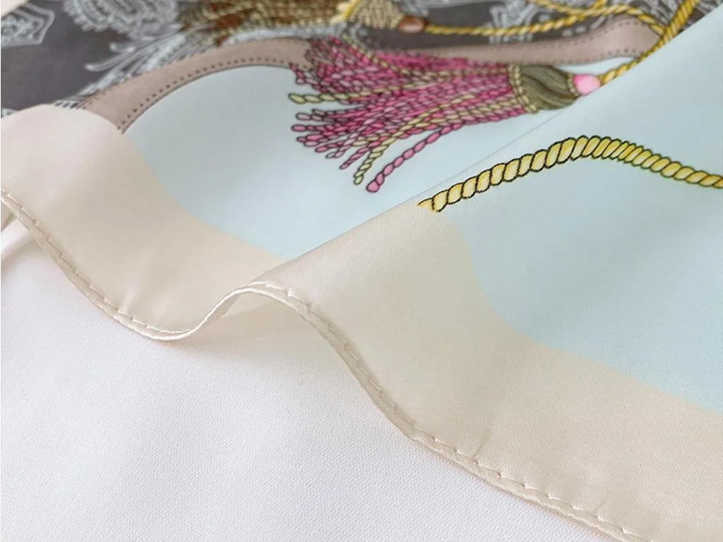 Women Chain Print Satin Square Scarf
