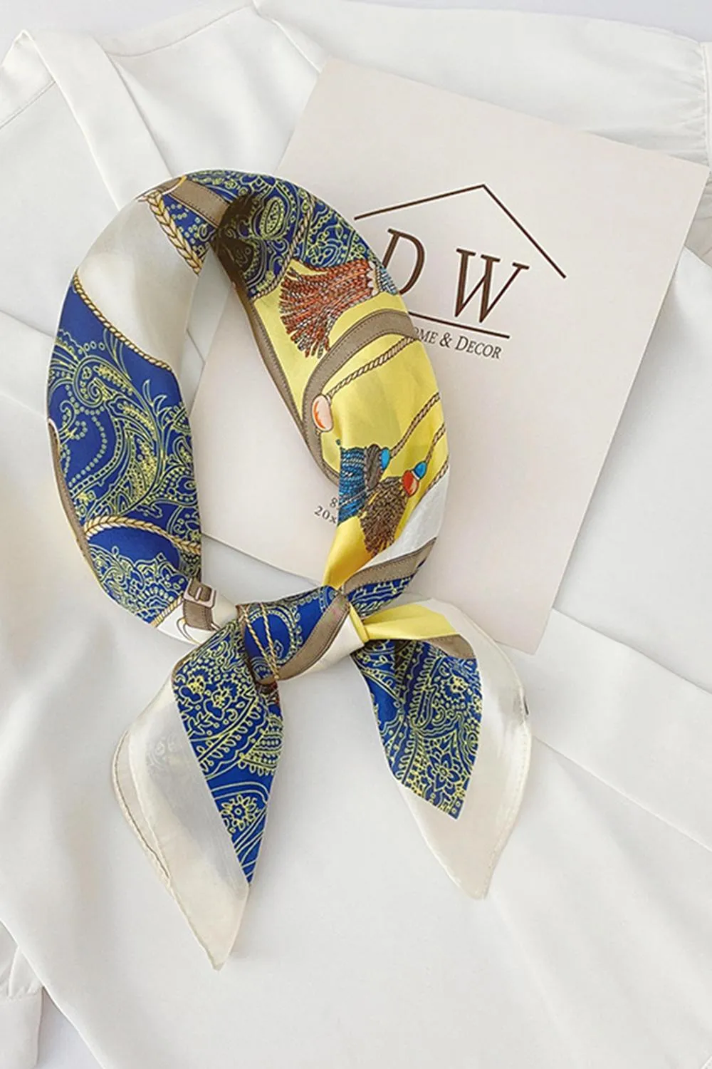 Women Chain Print Satin Square Scarf